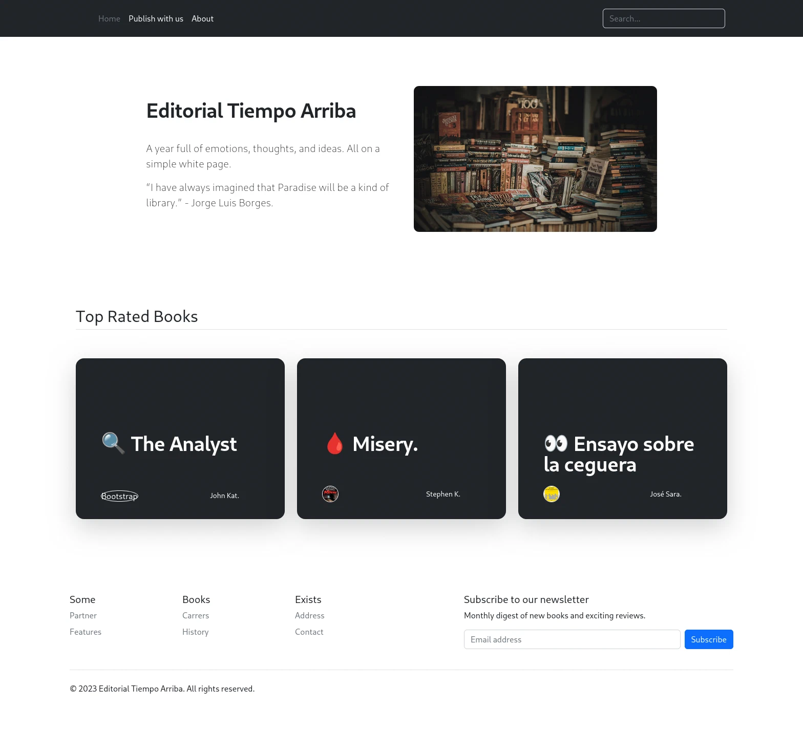 Editorial Tiempo Arriba homepage